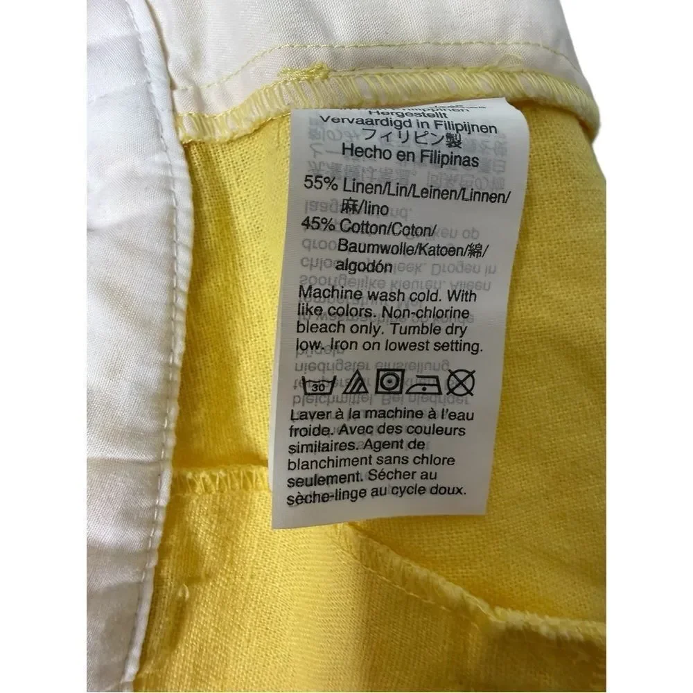 J. Crew Yellow Scalloped Hem Linen Cotton Shorts Size 6